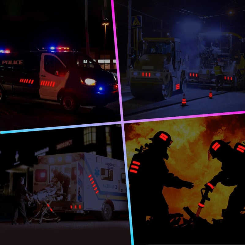 Loom Reflective Stickers for Helmet | 6pcs Engineer red | Similar to 3M Reflective Tape | Bike Reflectors for Night Riding, Mailbox reflectors | Waterproof hi vis Decals for Car, Trailer - Image 5